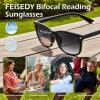 imageFEISEDY Classic Bifocal Reader Sunglasses for Women Men Square Blue Light Reading Glasses B0231Black Framegradient Gray Lens