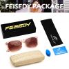 imageFEISEDY Classic Bifocal Reader Sunglasses for Women Men Square Blue Light Reading Glasses B0231Champagne Framegradient Tea Lens
