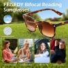 imageFEISEDY Classic Bifocal Reader Sunglasses for Women Men Square Blue Light Reading Glasses B0231Tortoise Framegradient Tea Lens
