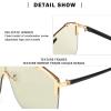 imageFEISEDY Classic Siamese One Piece Oversized Sunglasses Nice Rimless Stylish Retro Design for Women Men B263405 Transparent Green