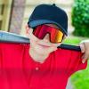 imageFEISEDY Kids Sunglasses Polarized Youth Baseball Sunglasses Sports Cycling Glasses for Boys Girls Age 48 B0183Black Frame Red Mirrored Lens