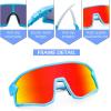 imageFEISEDY Kids Sunglasses Polarized Youth Baseball Sunglasses Sports Cycling Glasses for Boys Girls Age 48 B0183Blue Frame Red Mirrored Lens