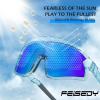 imageFEISEDY Kids Sunglasses Polarized Youth Baseball Sunglasses Sports Cycling Glasses for Boys Girls Age 48 B0183Transparent Blue Frame Blue Mirrored Lens