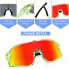 imageFEISEDY Kids Sunglasses Polarized Youth Baseball Sunglasses Sports Cycling Glasses for Boys Girls Age 48 B0183Transparent Green Frame Red Mirrored Lens