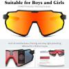 imageFEISEDY Kids Teens Baseball Polarized Sunglasses Lightweight Frame UV400 Sports Cycling Shades for Boys Girls B0190Black Frame Red Mirrored Lens