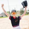 imageFEISEDY Kids Teens Baseball Polarized Sunglasses Lightweight Frame UV400 Sports Cycling Shades for Boys Girls B0190Black Frame Red Mirrored Lens