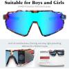 imageFEISEDY Kids Teens Baseball Polarized Sunglasses Lightweight Frame UV400 Sports Cycling Shades for Boys Girls B0190Muticolor Frame Blue Mirrored Lens