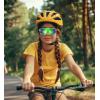 imageFEISEDY Kids Teens Baseball Polarized Sunglasses Lightweight Frame UV400 Sports Cycling Shades for Boys Girls B0190Transparent Green Frame Green Mirrored Lens