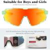 imageFEISEDY Kids Teens Baseball Polarized Sunglasses Lightweight Frame UV400 Sports Cycling Shades for Boys Girls B0190Transparent Green Frame Red Mirrored Lens