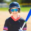 imageFEISEDY Kids Teens Baseball Polarized Sunglasses Lightweight Frame UV400 Sports Cycling Shades for Boys Girls B0190White Frame Blue Mirrored Lens