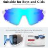 imageFEISEDY Kids Teens Baseball Polarized Sunglasses Lightweight Frame UV400 Sports Cycling Shades for Boys Girls B0190White Frame Blue Mirrored Lens