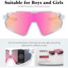imageFEISEDY Kids Teens Baseball Polarized Sunglasses Lightweight Frame UV400 Sports Cycling Shades for Boys Girls B0190White Frame Pink Mirrored Lens