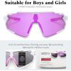 imageFEISEDY Kids Teens Baseball Polarized Sunglasses Lightweight Frame UV400 Sports Cycling Shades for Boys Girls B0190White Frame Purple Mirrored Lens