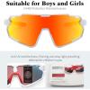 imageFEISEDY Kids Teens Baseball Polarized Sunglasses Lightweight Frame UV400 Sports Cycling Shades for Boys Girls B0190White Frame Red Mirrored Lens