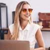 imageFEISEDY Orange Blue Light Blocking Glasses for Woman Men Amber Lenses Computer Gaming Glasses for Better SleepBlack