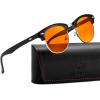 imageFEISEDY Orange Blue Light Blocking Glasses for Woman Men Amber Lenses Computer Gaming Glasses for Better SleepBlack