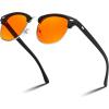 imageFEISEDY Orange Blue Light Blocking Glasses for Woman Men Amber Lenses Computer Gaming Glasses for Better SleepMatte Black 02