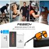imageFEISEDY Orange Blue Light Blocking Glasses for Woman Men Amber Lenses Computer Gaming Glasses for Better SleepMatte Black