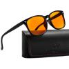 imageFEISEDY Orange Blue Light Blocking Glasses for Woman Men Amber Lenses Computer Gaming Glasses for Better SleepSquareblack