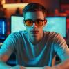 imageFEISEDY Orange Blue Light Blocking Glasses for Woman Men Amber Lenses Computer Gaming Glasses for Better SleepSquareblack