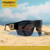 imageFEISEDY Oversized Square One Piece Frameless Stylish Sunglasses Women Men Luxury Shades B4043Black