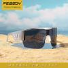imageFEISEDY Oversized Square One Piece Frameless Stylish Sunglasses Women Men Luxury Shades B4043Sliver FrameGrey Lens