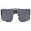 imageFEISEDY Oversized Square One Piece Frameless Stylish Sunglasses Women Men Luxury Shades B4043Sliver FrameGrey Lens