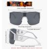 imageFEISEDY Oversized Square One Piece Frameless Stylish Sunglasses Women Men Luxury Shades B4043Sliver FrameGrey Lens