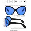 imageFEISEDY Oversized Trendy Sunglasses Classic Oval Wrap Around Stylish Big Frame Shade Women Glasses B2391Black Frame Blue Lens