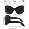 imageFEISEDY Oversized Trendy Sunglasses Classic Oval Wrap Around Stylish Big Frame Shade Women Glasses B2391Black Frame Gray Lens