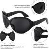 imageFEISEDY Oversized Trendy Sunglasses Classic Oval Wrap Around Stylish Big Frame Shade Women Glasses B2391Black Frame Gray Lens