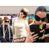 imageFEISEDY Oversized Trendy Sunglasses Classic Oval Wrap Around Stylish Big Frame Shade Women Glasses B2391Black Frame Gray Lens