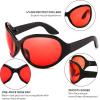 imageFEISEDY Oversized Trendy Sunglasses Classic Oval Wrap Around Stylish Big Frame Shade Women Glasses B2391Black Frame Red Lens