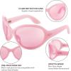imageFEISEDY Oversized Trendy Sunglasses Classic Oval Wrap Around Stylish Big Frame Shade Women Glasses B2391Pink Frame Pink Lens