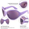 imageFEISEDY Oversized Trendy Sunglasses Classic Oval Wrap Around Stylish Big Frame Shade Women Glasses B2391Purple Frame Purple Lens