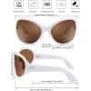 imageFEISEDY Oversized Trendy Sunglasses Classic Oval Wrap Around Stylish Big Frame Shade Women Glasses B2391White Frame Brown Lens