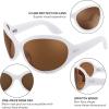 imageFEISEDY Oversized Trendy Sunglasses Classic Oval Wrap Around Stylish Big Frame Shade Women Glasses B2391White Frame Brown Lens