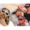 imageFEISEDY Oversized Y2K Sunglasses for Women Men Wrap Around Clout Goggles Thick Frame UV400 Protection B9075Gold