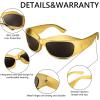 imageFEISEDY Oversized Y2K Sunglasses for Women Men Wrap Around Clout Goggles Thick Frame UV400 Protection B9075Gold
