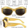 imageFEISEDY Oversized Y2K Sunglasses for Women Men Wrap Around Clout Goggles Thick Frame UV400 Protection B9075Gold