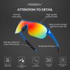 imageFEISEDY Polarized Sports Sunglasses for Kids Youth Baseball Cycling Running Glasses for Boys Girls Age 312 B014202 Blue Frame Red Mirrored Lens Black Legs