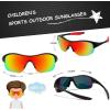 imageFEISEDY Polarized Sports Sunglasses for Kids Youth Baseball Cycling Running Glasses for Boys Girls Age 312 B014203 Black Frame Red Mirrored Lens Red Legs