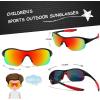 imageFEISEDY Polarized Sports Sunglasses for Kids Youth Baseball Cycling Running Glasses for Boys Girls Age 312 B014204 Black Frame Red Mirrored Lens Black Legs