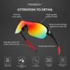 imageFEISEDY Polarized Sports Sunglasses for Kids Youth Baseball Cycling Running Glasses for Boys Girls Age 312 B014204 Black Frame Red Mirrored Lens Black Legs