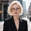 imageFEISEDY Retro Oval Blue Light Blocking Glasses for Women Nerd Fake Glasses Y2k Small Eyewear Frame B0229Olive Green
