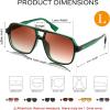 imageFEISEDY Retro Square Aviator Sunglasses Women Men 70s Vintage Trendy Plastic Frame Sun Glasses B4158Black  Green