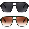 imageFEISEDY Retro Square Aviator Sunglasses Women Men 70s Vintage Trendy Plastic Frame Sun Glasses B4158Black  Green