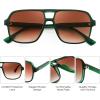 imageFEISEDY Retro Square Aviator Sunglasses Women Men 70s Vintage Trendy Plastic Frame Sun Glasses B4158Black  Green