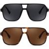 imageFEISEDY Retro Square Aviator Sunglasses Women Men 70s Vintage Trendy Plastic Frame Sun Glasses B4158Black  Tortoise