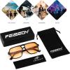 imageFEISEDY Retro Square Aviator Sunglasses Women Men 70s Vintage Trendy Plastic Frame Sun Glasses B4158Black FrameYellow Lens